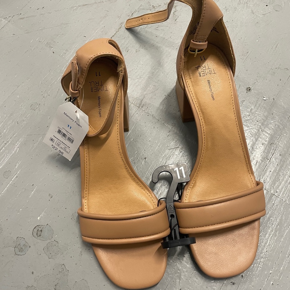 Time and Tru Tan Ankle Strap Heels